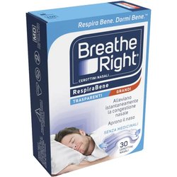 Breathe Right Cerottini Nasali Respira Bene Trasparenti Grandi, 30 Cerottini