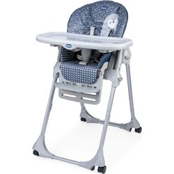 Chicco Polly Easy Seggiolone Pappa Evolutivo Per Bambini Da 6 Mesi A 3 Anni (15 Kg), Reclinabile A Sdraietta, 4 Ruote - Pinguin, Blu