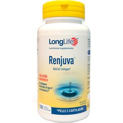 LongLife® Renjuva - 65 Gr | Collagene idrolizzato II | Acido ialuronico | Con vitamina C e condroitina solfato | Benessere articolare e cutaneo | Fino a 50 giorni di trattamento | Senza glutine