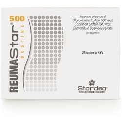 Stardea REUMASTAR 500, Cartilagine, Articolazioni, Glucosamina Solfato, Condroitin Solfato, Bromelina, Boswellia Serrata, Senza Glutine, 20 Bustine