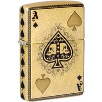 Zippo Tumbled Brass Ace Of Skulls Lighter - A26111