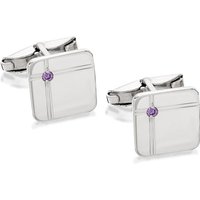 Sterling Silver Amethyst Cubic Zirconia Square Cufflinks - A5377