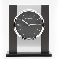 Black Glass And Brushed Aluminium Mantel Clock - C1269