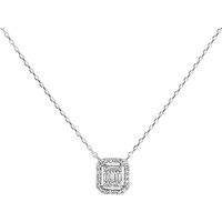 9ct White Gold Diamond Cushion Cluster Necklace - 10pts - D56124