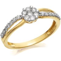 9ct Gold Diamond Crossover Cluster Ring - 1/3ct - D6014