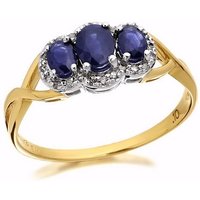 9ct Gold Sapphire And Diamond Cluster Ring - 10pts - D6415-R
