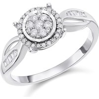 9ct White Gold Diamond Cluster Ring - 1/4ct - D66134