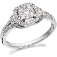 9ct White Gold Diamond Cushion Halo Cluster Ring - 40pts - D6854