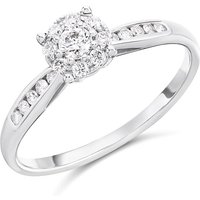 9ct White Gold Diamond Starburst Cluster Ring - 36pts - D71208 9ct White Gold Diamond Starburst Cluster Ring - 36pts - D71208