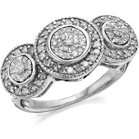 9ct White Gold Diamond Trilogy Cluster Ring - 1/2ct - D7206