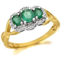 9ct Gold Emerald And Diamond Cluster Ring - 10pts - D7509-N