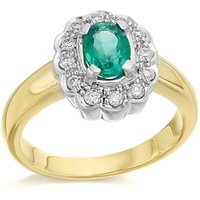 9ct Gold Diamond And Emerald Cluster Ring - 1/4ct - D7607-J