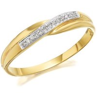 9ct Gold Diamond Crossover Band Ring - D8097-T