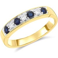 9ct Gold Diamond And Sapphire Half Eternity Ring - 6pts - D8101-J