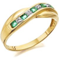 9ct Gold Emerald And Diamond Crossover Half Eternity Ring - D8267-M