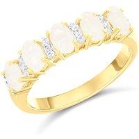 9ct Gold Oval Opal And Diamond Half Hoop Ring - D8323-Q