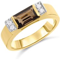 9ct Transverse Smoky Quartz And Diamond Ring - D8484-O