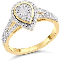 9ct Gold Diamond Pear Cluster Ring - 1/2ct - D9288-J