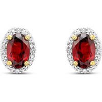 9ct Oval Garnet And Diamond Stud Earrings - D94137