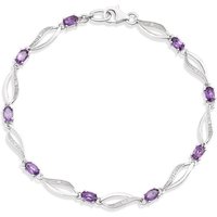 9ct White Gold Oval Amethyst And Diamond Bracelet - D95171