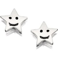 Silver Smiley Star Stud Earrings - 5mm - F0131