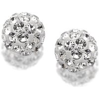 Silver Crystal Ball Stud Earrings - 8mm - F0354