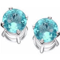 Silver Turquoise Cubic Zirconia Stud Earrings - 6mm - F0432