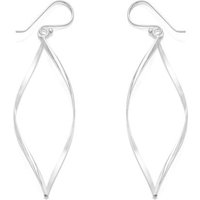 Silver Marquise Twist Hook Wire Earrings - 64mm drop - F0567