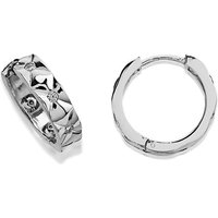 Silver Cubic Zirconia Quilted Hoop Earrings - 15mm - F13128