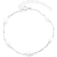 Silver Pearl Station Bracelet - 8.5in - F14171