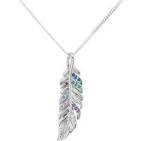 Silver Multi Cubic Zirconia Leaf Necklace - F33027