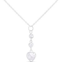 Silver Three C.Z. Heart Necklace - F33039