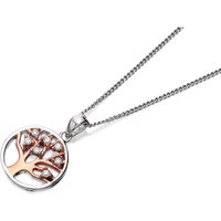 Silver Two Tone Cubic Zirconia F.Hinds Tree Of Life Necklace - F3498