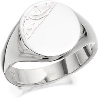 Silver Heavy Oval Signet Ring - F4967-T