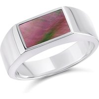 Silver Black Mother Of Pearl Inlay Ring - F5114-S