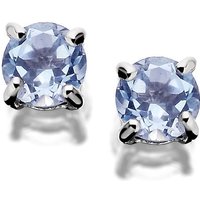 9ct White Gold Blue Topaz Solitaire Earrings - 3mm - G0273