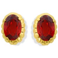 9ct Gold Garnet Earrings - 7mm - G0459
