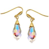 9ct Gold Crystal Hook Wire Earrings - 20mm drop - G1129