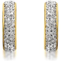 9ct Gold Crystal Three Quarter Hoop Earrings - 25mm - G2514