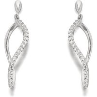9ct White Gold Cubic Zirconia Drop Earrings - 25mm drop - G2839
