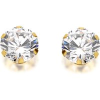 9ct Gold Cubic Zirconia Solitaire Stud Earrings - 7mm - G2937
