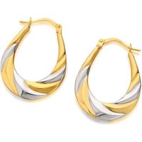 9ct Gold Two Colour Twisted Creole Hoop Earrings - 27mm - G4182