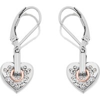 Clogau Silver And 9ct Rose Gold White Topaz Heart Drop Earrings - G44173