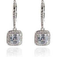 Cachet Silver Tone CZ Square Drop Earrings - J74192