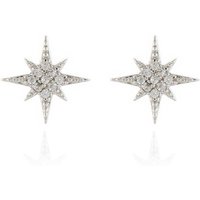 Cachet Silver Tone CZ North Star Stud Earrings - J74194