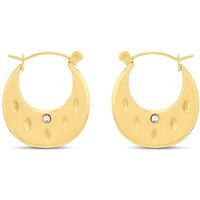 Viva Gold Tone Steel Crystal Patterned Creole Earrings - J76169