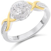 Night & Day Silver And 9ct Gold Halo CZ Ring - M1700