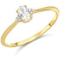 9ct Gold White Topaz And Diamond Birthstone Ring - April - R0204-N
