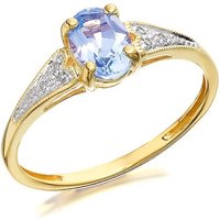 9ct Gold Two Colour Blue Topaz And Diamond Ring - EXCLUSIVE - R0422-S