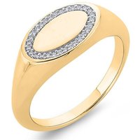 9ct Gold Diamond Oval Pinky Ring - R2201-H